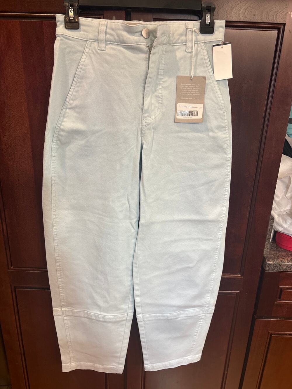 Everlane Utility Barrel Jeans Light Wash Cropped Tapered Denim Size 0 NWT